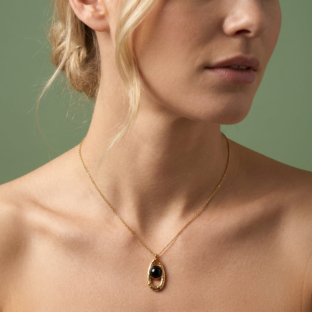 Collier Onyx - Acier Inoxydable