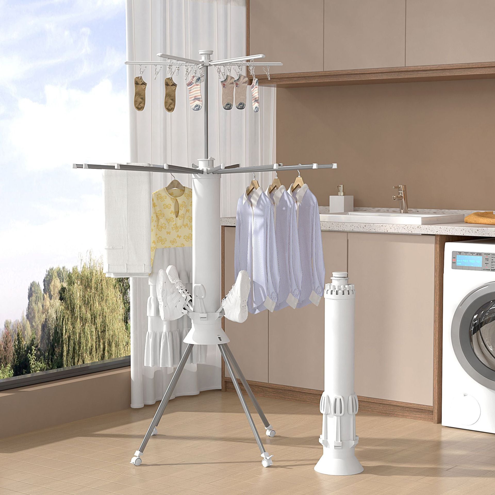 Sèche linge portable et rotatif