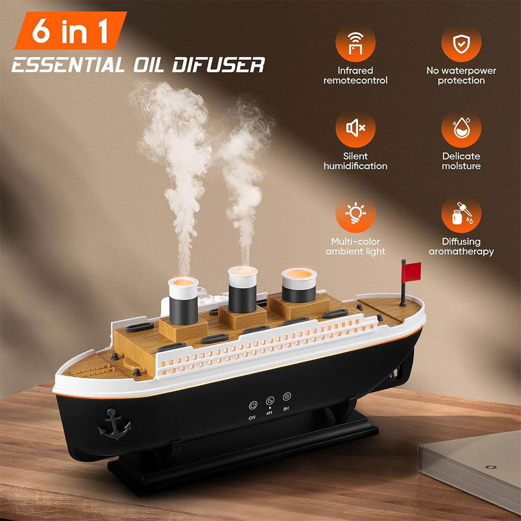 Bateau  Diffuseur d’huiles essentielles 250ml avec télécommande – معطر جو على شكل باخرة