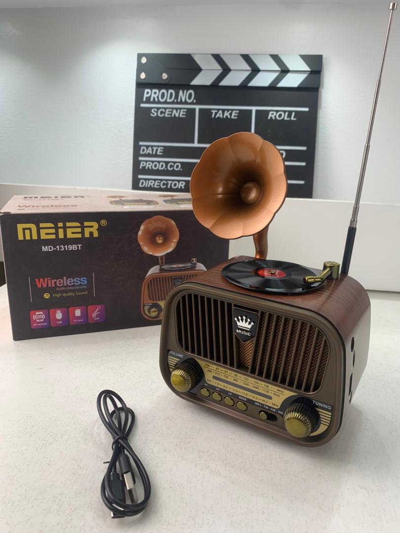 Radio rétro sans fil Bluetooth FM AM SW avec USB TF MD-1319BT – مكبر صوت بلوتوث على شكل راديو