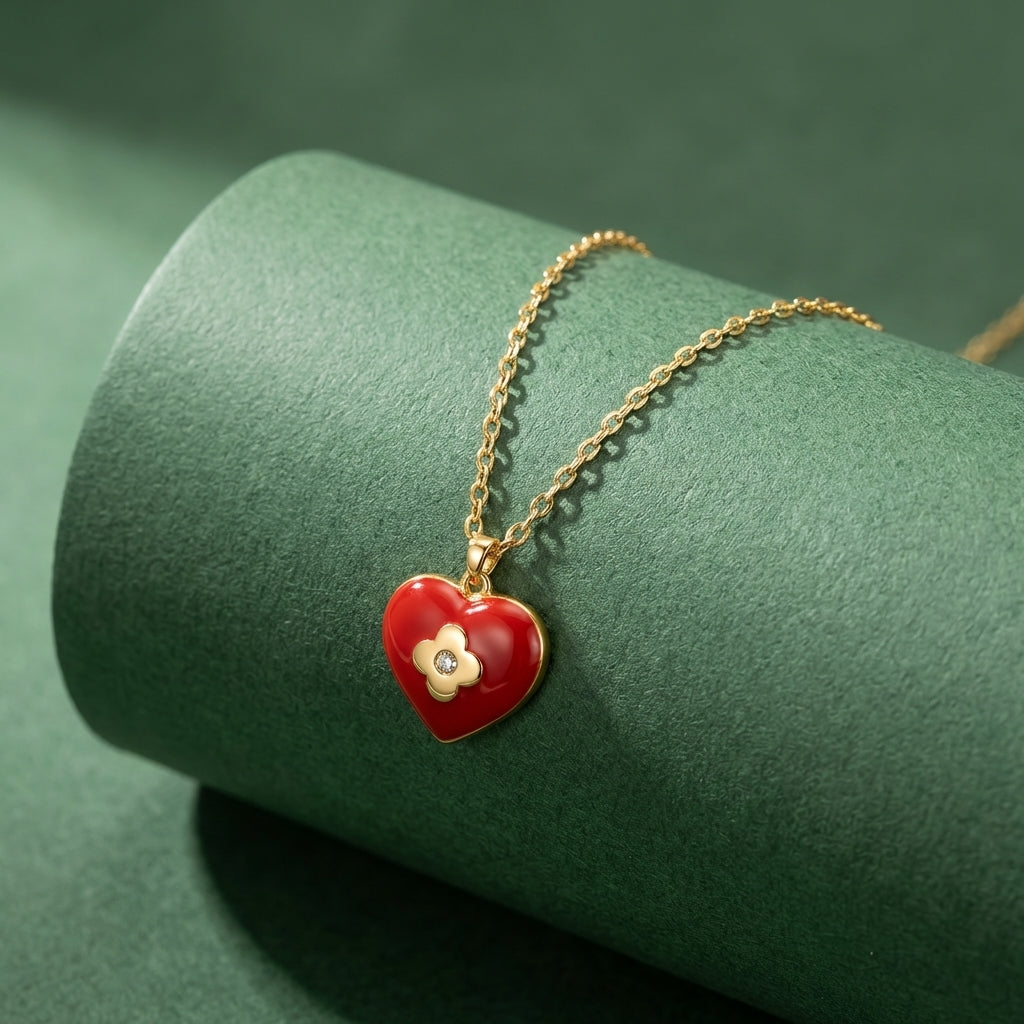 Collier Red Heart – Acier Inoxydable
