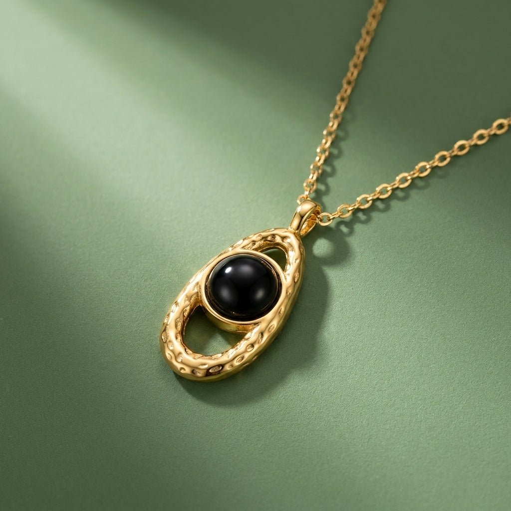 Collier Onyx - Acier Inoxydable