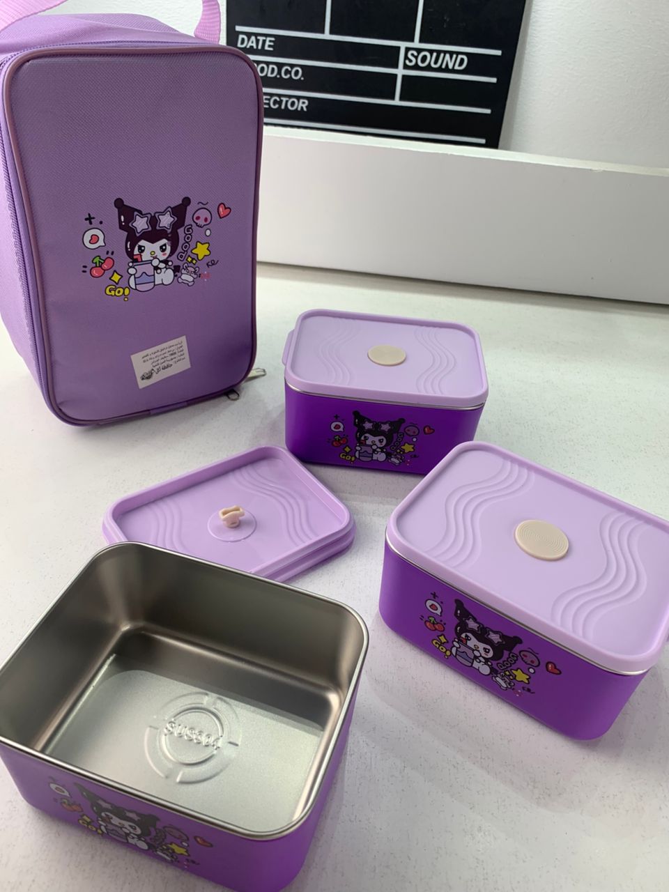Lunch Box avec Sac Isotherme Design Cartoon 3 Compartiments Alimentaires – حافظة أطعام للأطفال 3 طبقات