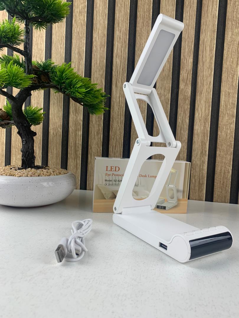 Lampe de bureau rechargeable sans fil avec réveil LED et power bank 5000 mAh – مصباح مكتب ومصباح مع شاحن متنقل