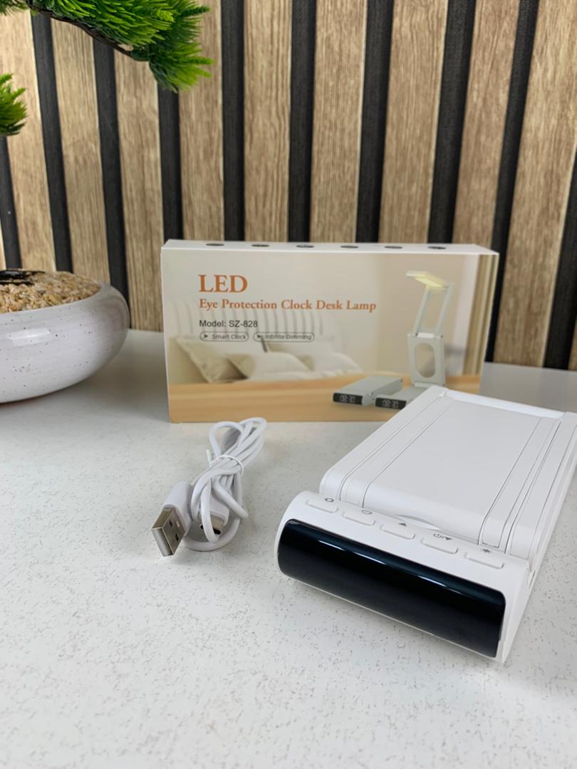 Lampe de bureau rechargeable sans fil avec réveil LED et power bank 5000 mAh – مصباح مكتب ومصباح مع شاحن متنقل