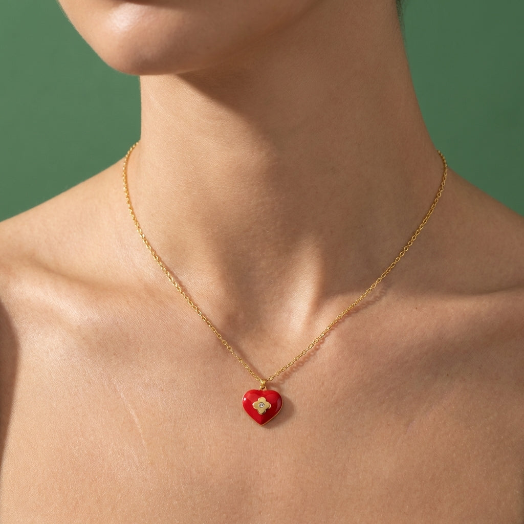 Collier Red Heart – Acier Inoxydable