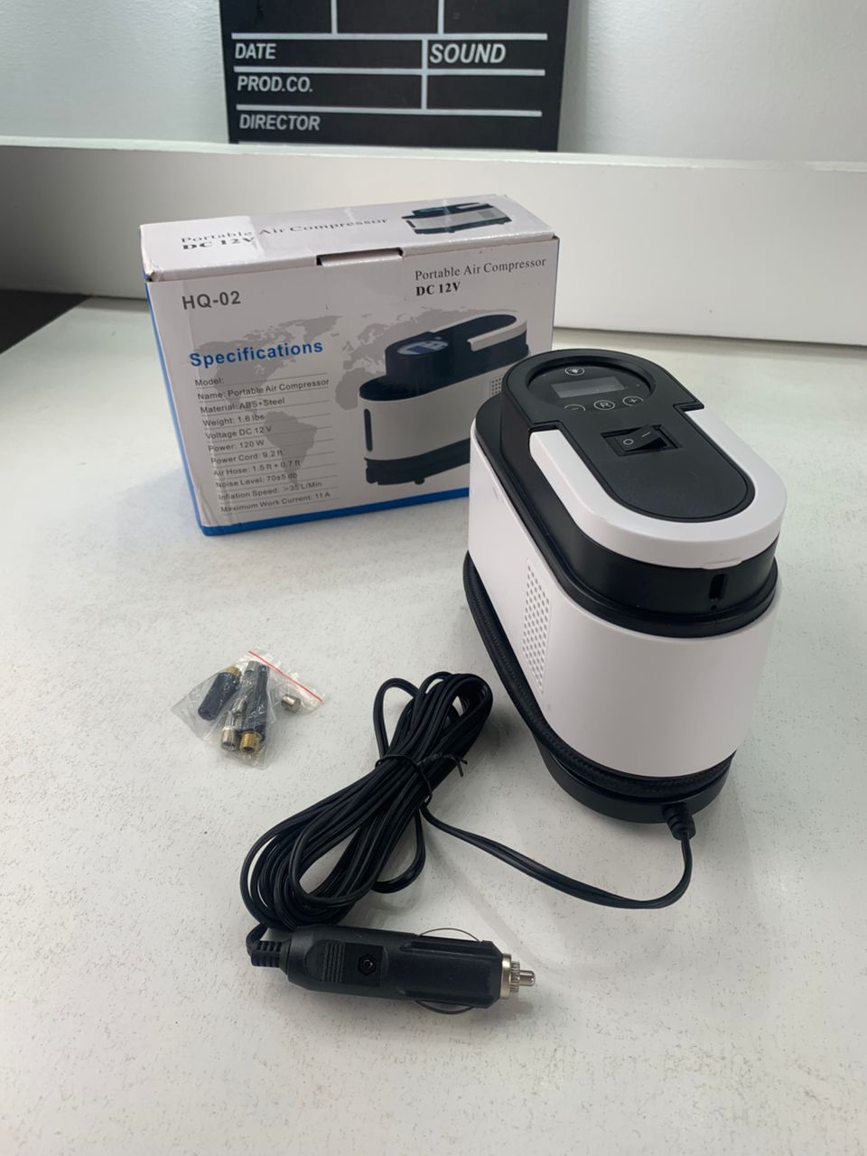Compresseur d’Air Portable 12V 150 PSI Câble 2,8 m avec Éclairage LED – جهاز نفخ العجلات للسيارة