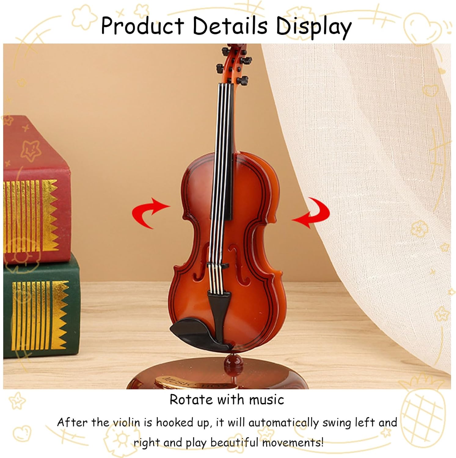 Mini instrument de musique rétro VIOLON, boîte à musique Décoration