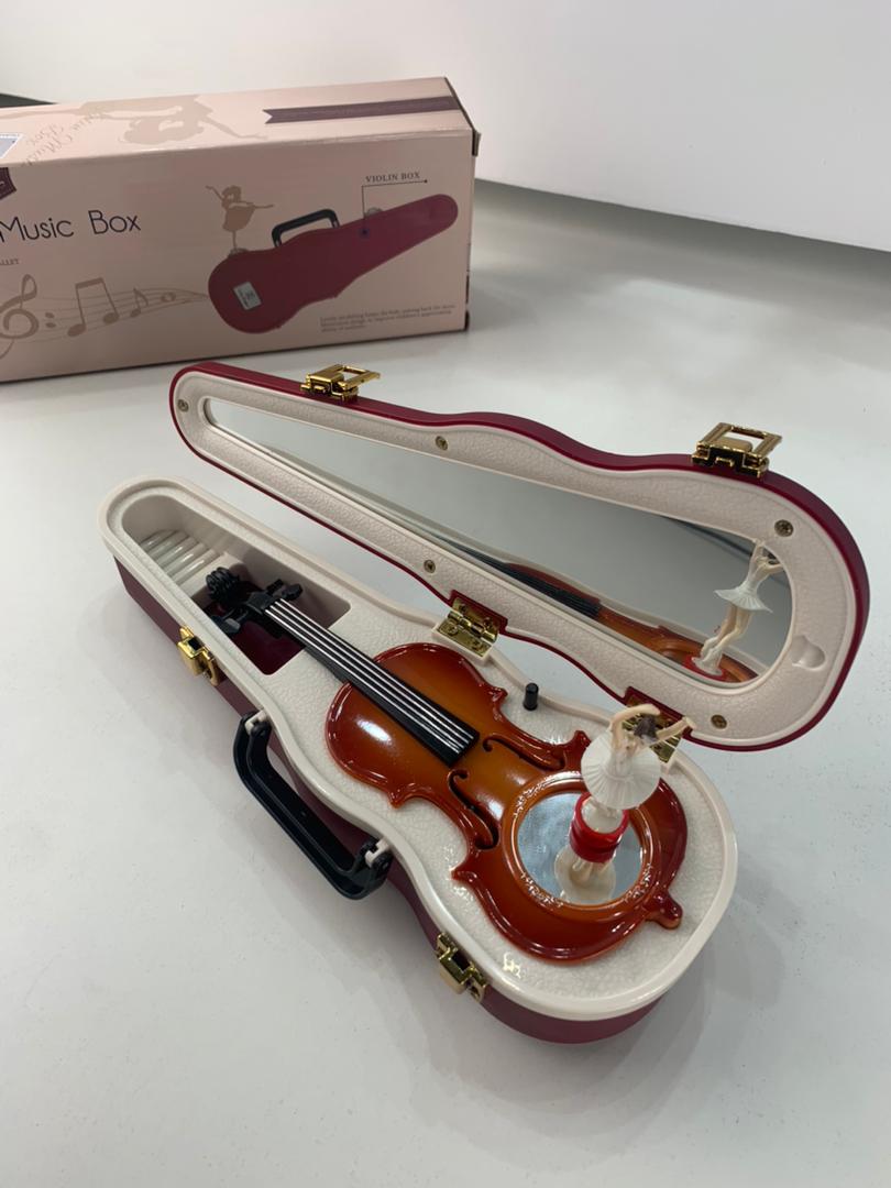 Boîte à Musique Vintage avec Déesse Rotative et Mécanisme de Violon – صندوق موسيقى مع آلية كمان