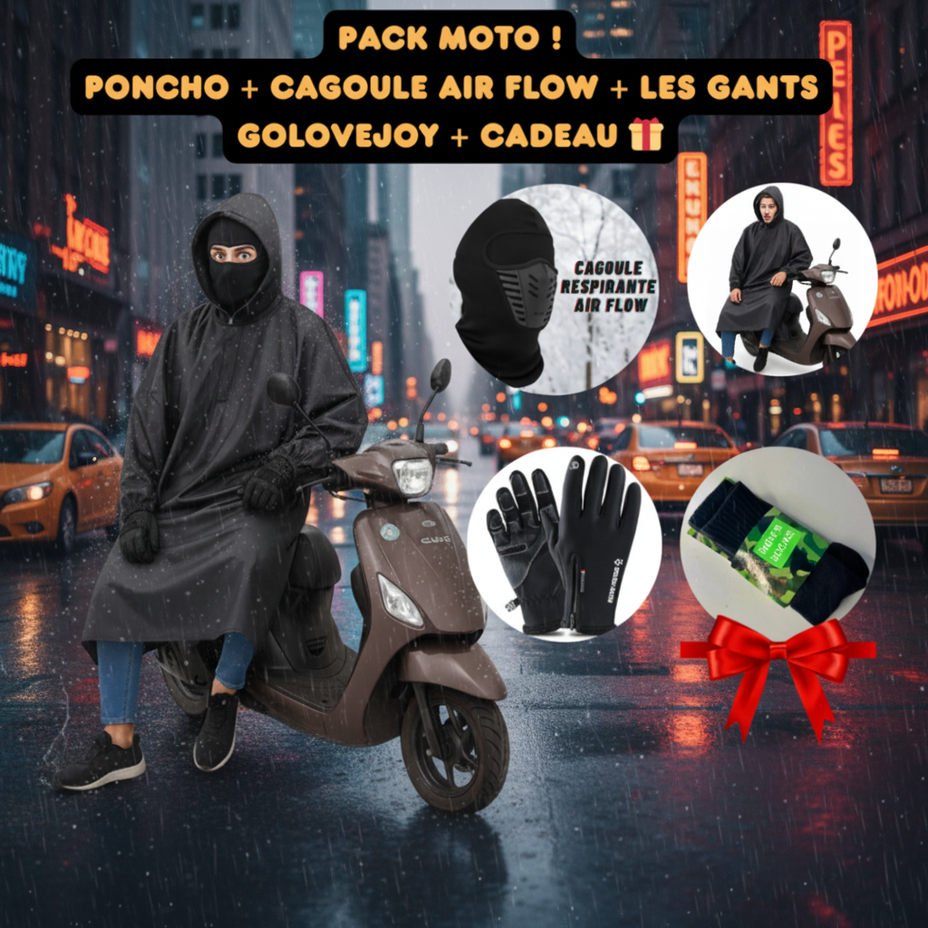 Pack Moto : Capuchon imperméable + Gants golovejoy + Cagoule air flow + cadeau gratuit🎁 - عرض خاص