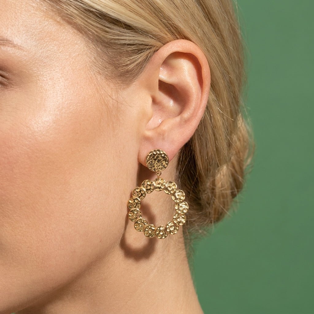 Boucles D'oreilles L’Auréole Martelée - Acier Inoxydable