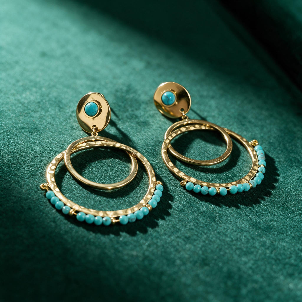 Boucles D'oreilles Oasi Turquoise - Acier Inoxydable