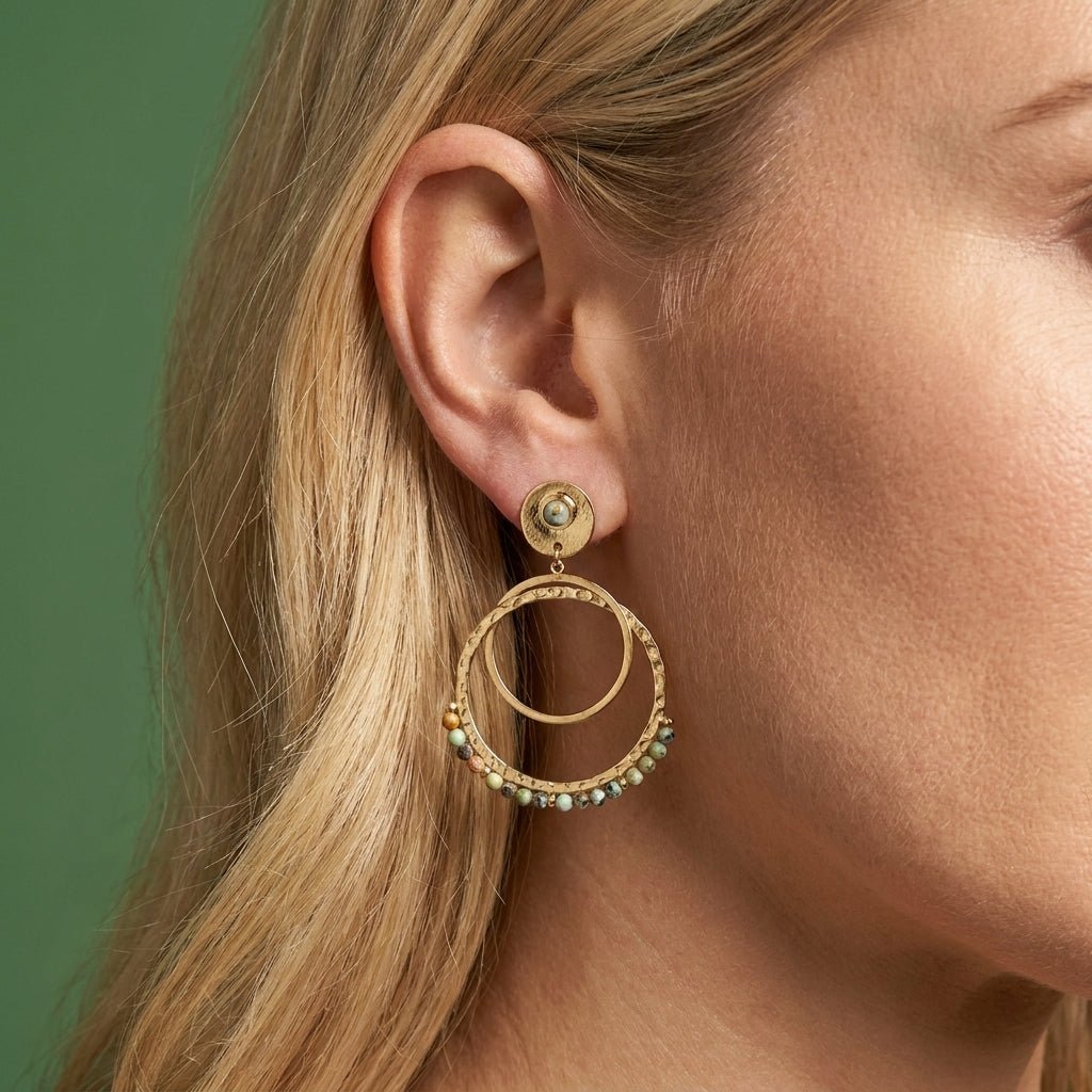 Boucles D'oreilles Oasi Vert - Acier Inoxydable
