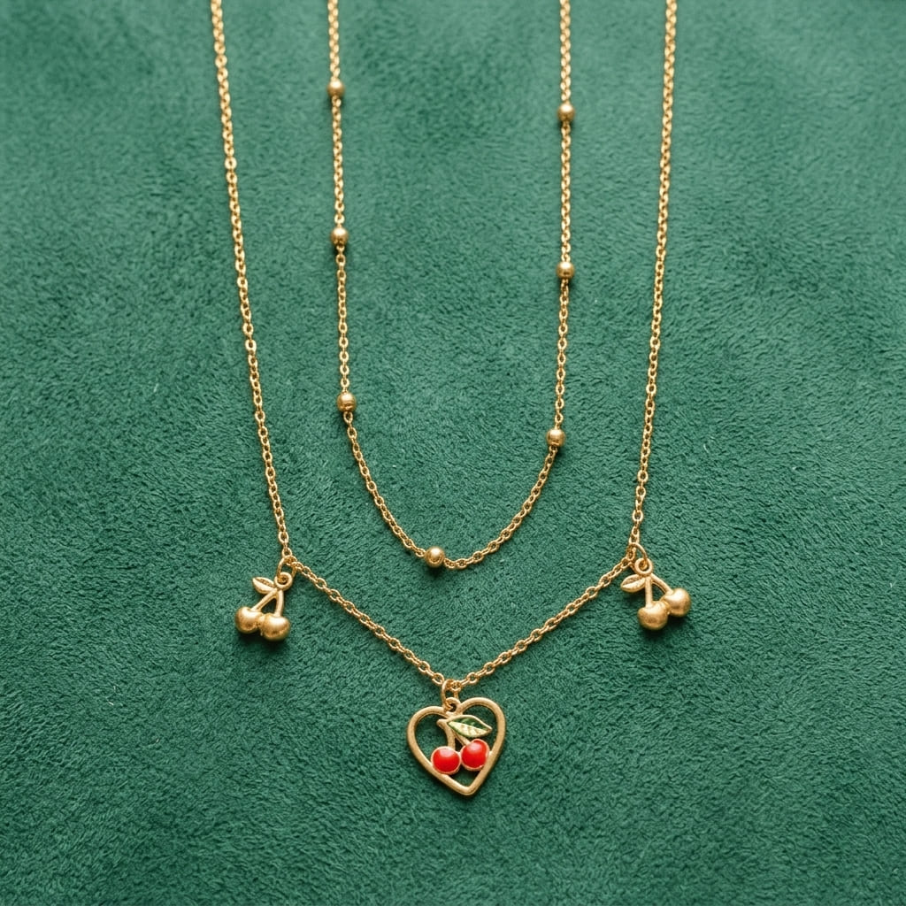 Collier Cherry Heart – Acier Inoxydable