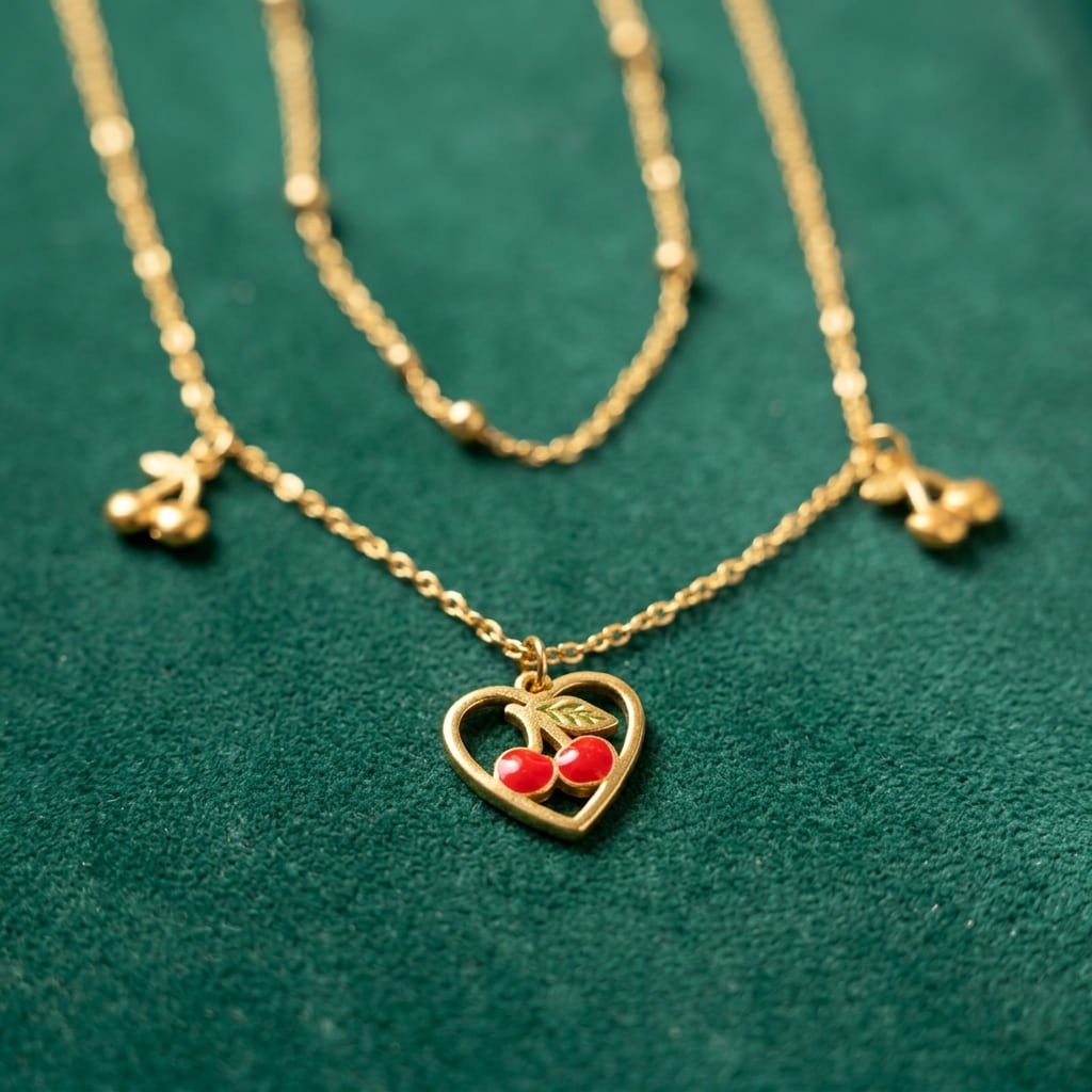 Collier Cherry Heart – Acier Inoxydable