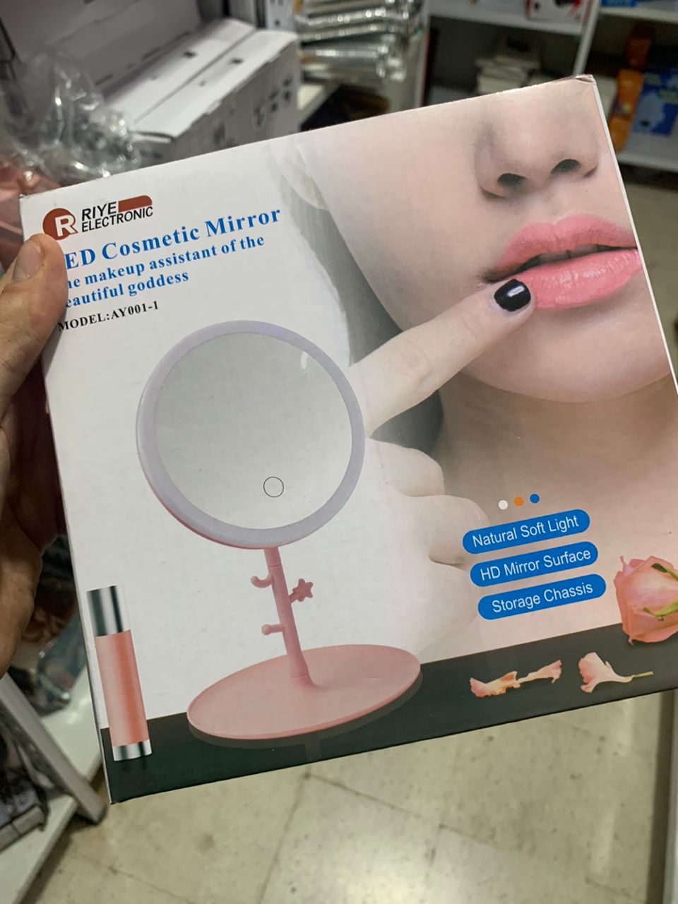 Miroir cosmétique avec lumière LED en forme Rond Rechargeable