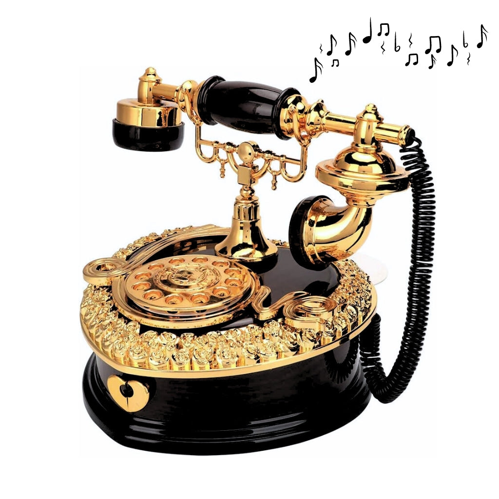 Boîte à musique créative en forme de cœur téléphone vintage décoration pour maison